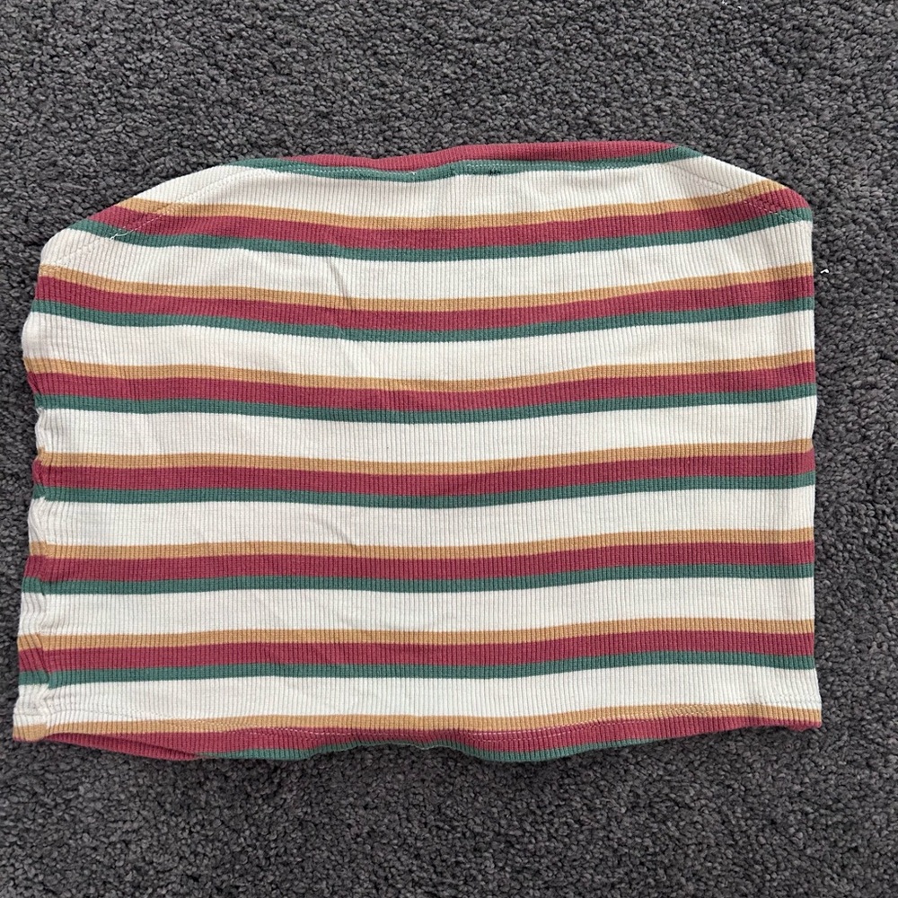 Volcom Striped Tube Top - Red, Green, Cream